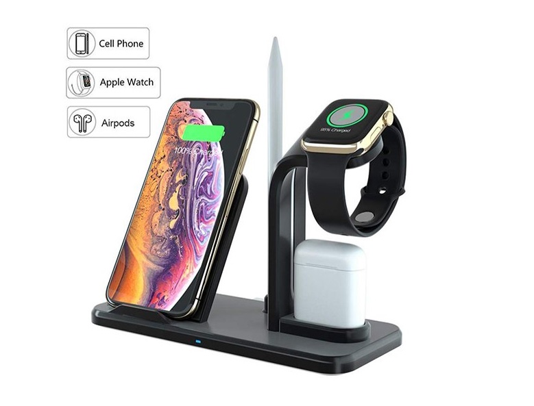 FAST CHARGER Ładowarka bezprzewodowa 3w1 Czarna