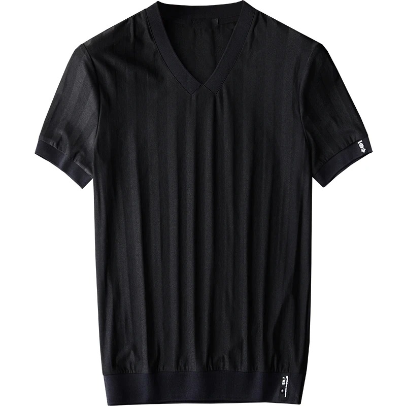 Męski t-shirt w serek Czarny