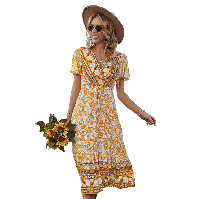 MAGICSHE Kwiatowa sukienka z falbanką