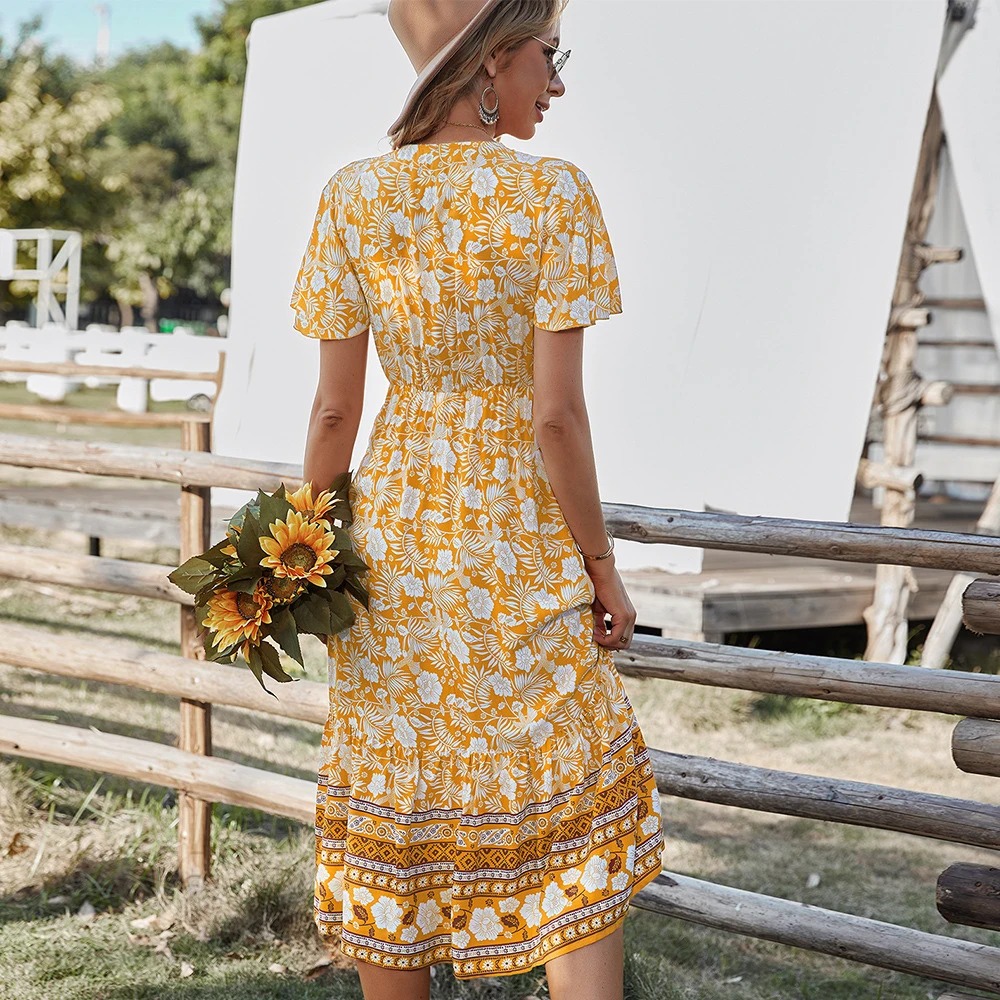 MAGICSHE Kwiatowa sukienka z falbanką - obrazek 2