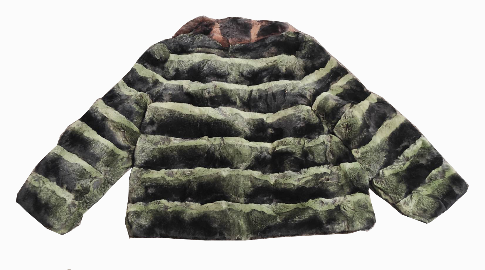 Sztuczne futerko zielone z kołnierzem - obrazek 2