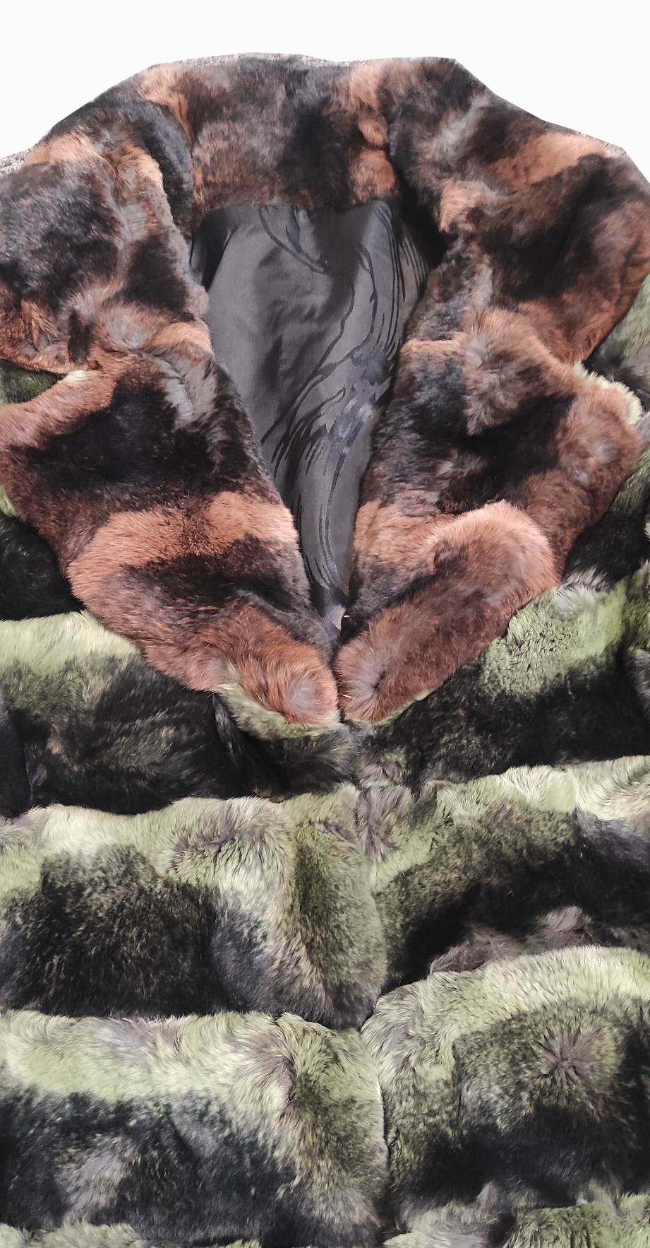 Sztuczne futerko zielone z kołnierzem - obrazek 3