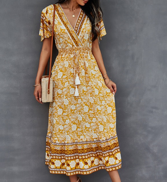 Kwiatowa sukienka midl w stylu Boho - obrazek 2