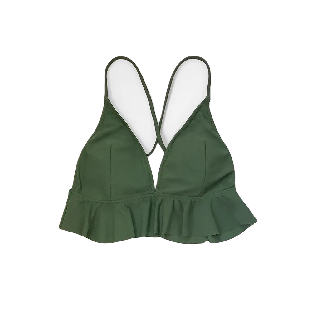 CUPSHE Zielone górne bikini z falbankami