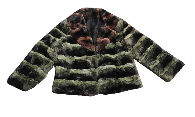 Sztuczne futerko zielone z kołnierzem