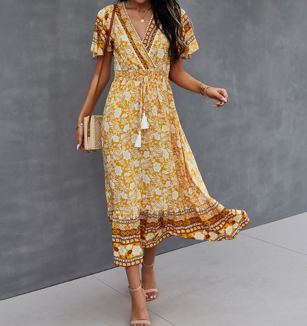 Kwiatowa sukienka midl w stylu Boho - obrazek 3