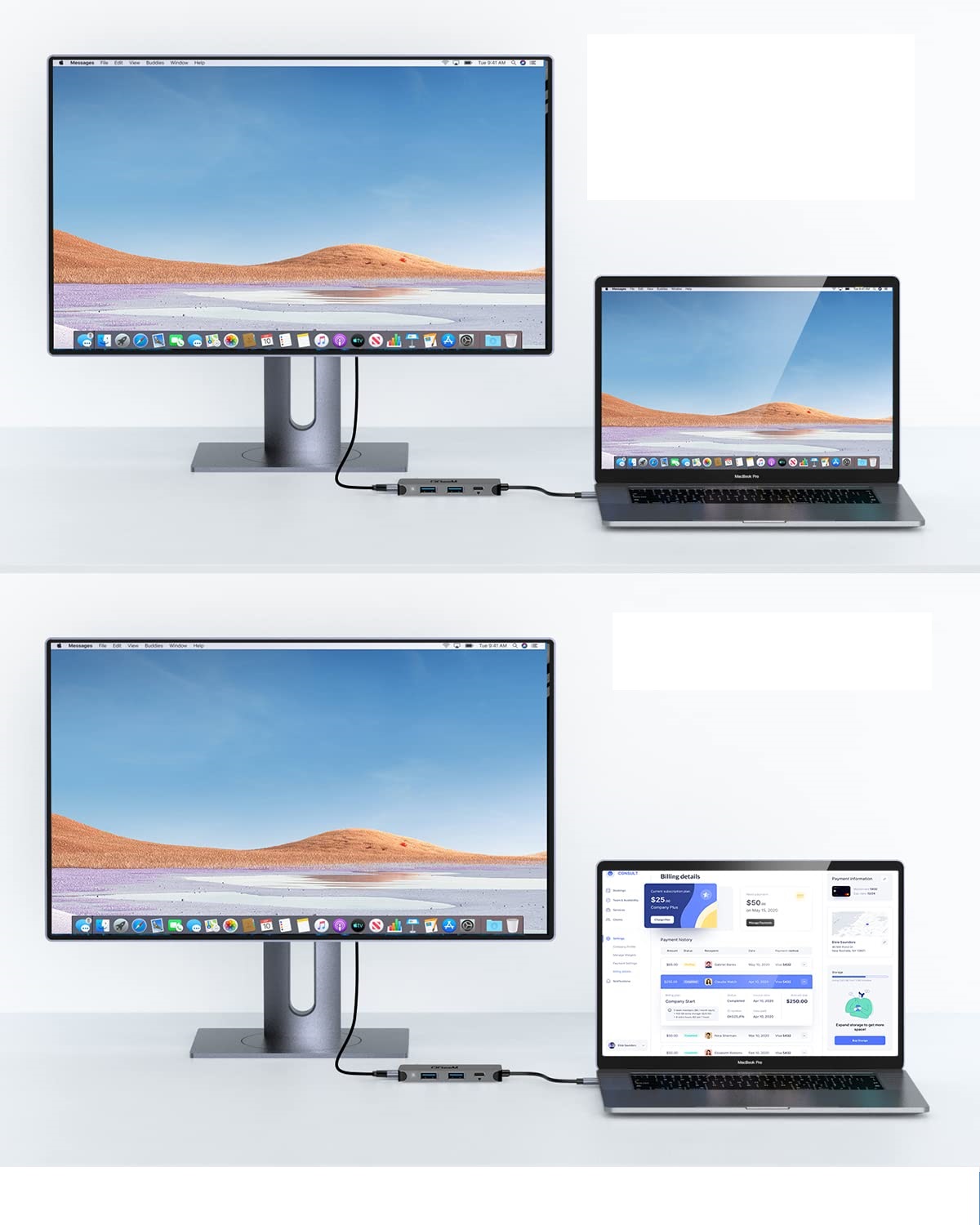 Adapter QGeeM 4 w 1 HUB USB C z 4K USB C na HDMI - obrazek 4