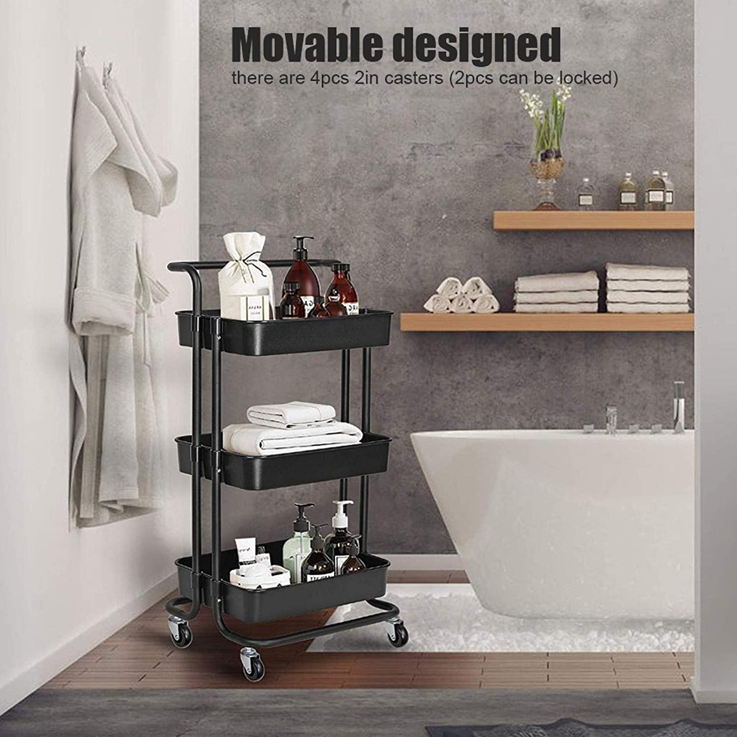 Regał na kółkach z metalową ramą i tworzywa ABS - obrazek 4