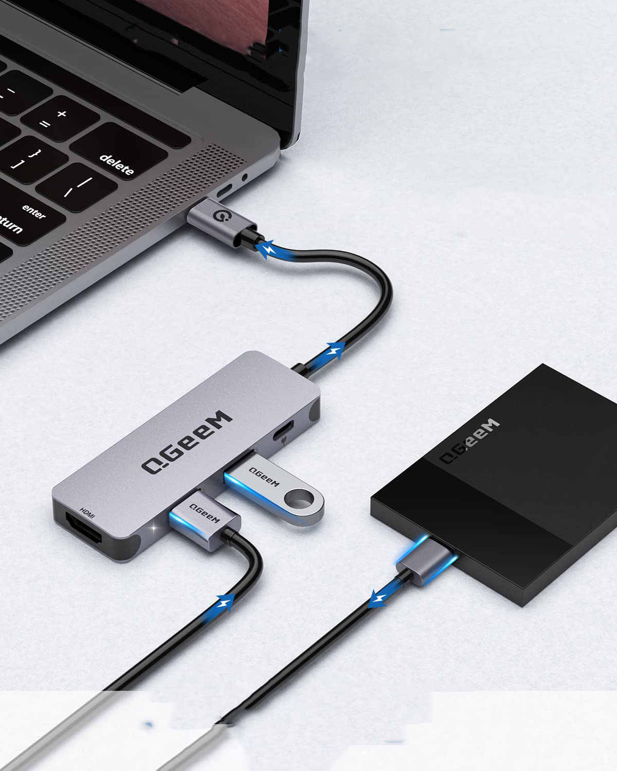 Adapter QGeeM 4 w 1 HUB USB C z 4K USB C na HDMI - obrazek 5