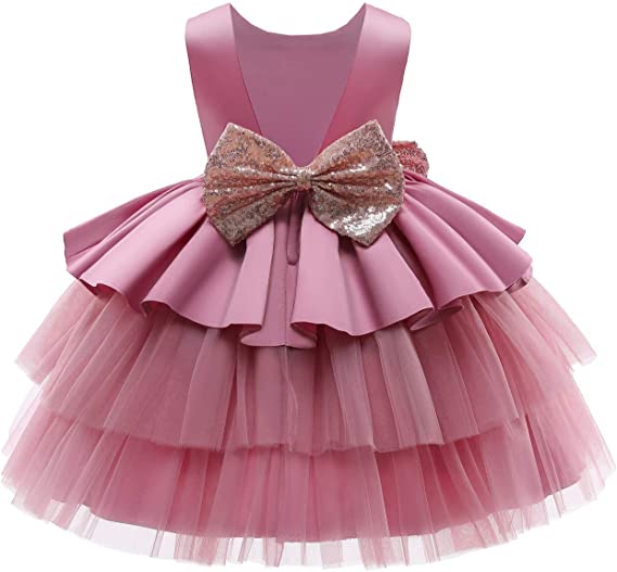 NNJXD Rozkloszowana sukienka z kokardą - obrazek 2