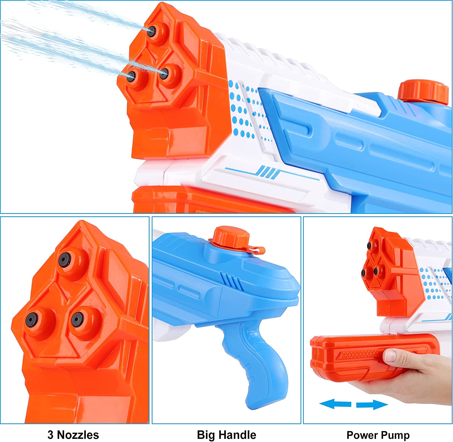 Duży Pistolet na wodę dla dzieci 3 Dysze - obrazek 4