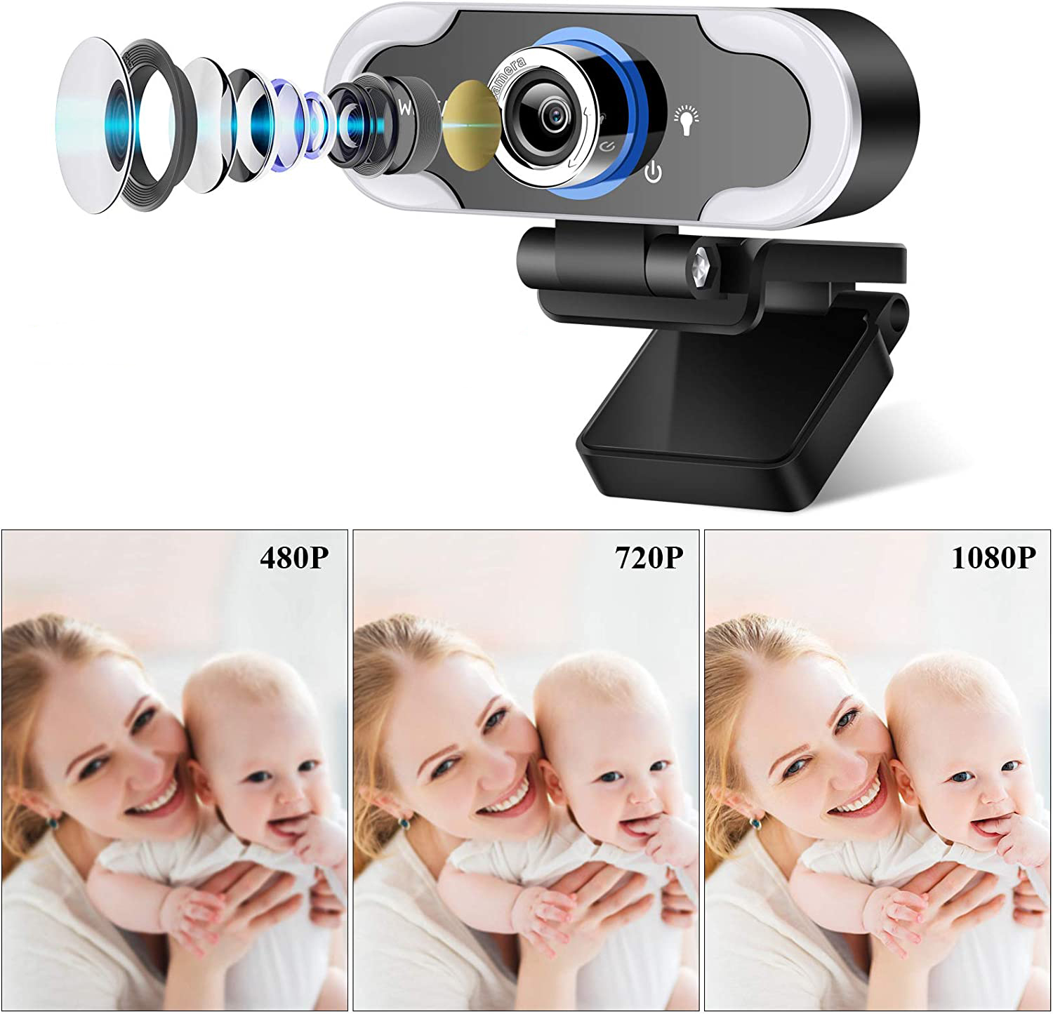 Kamera Internetowa z MIKROFONEM FullHD 1080p LED - obrazek 3
