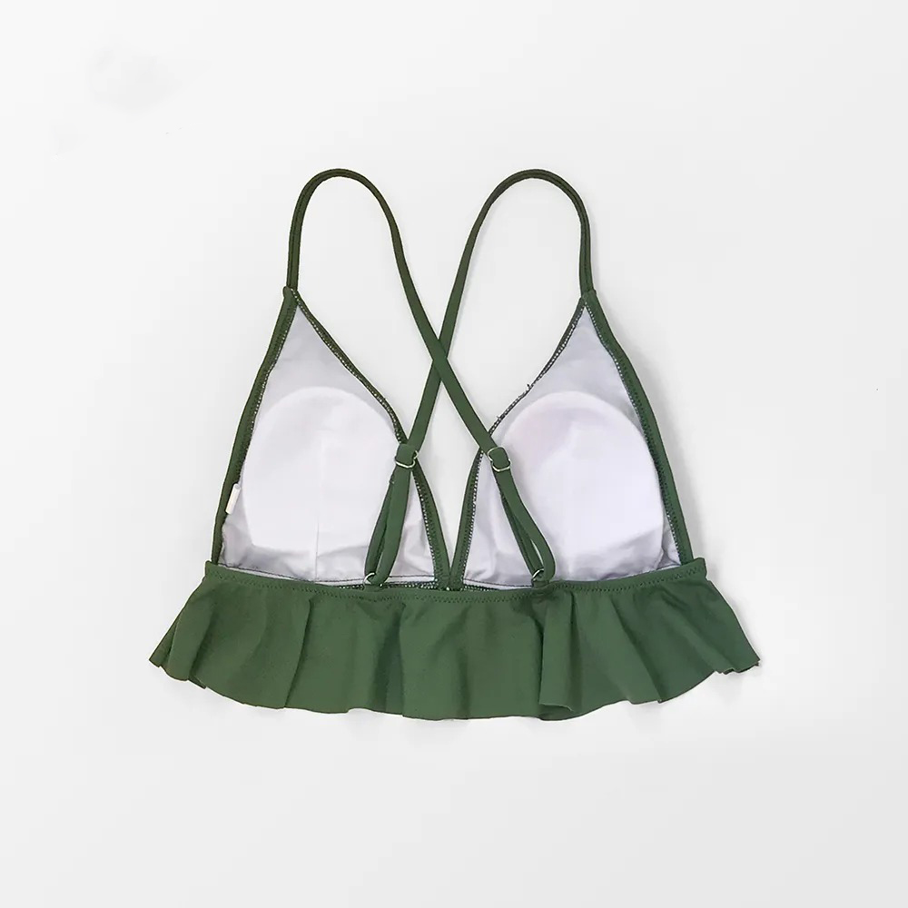 CUPSHE Zielone górne bikini z falbankami - obrazek 2