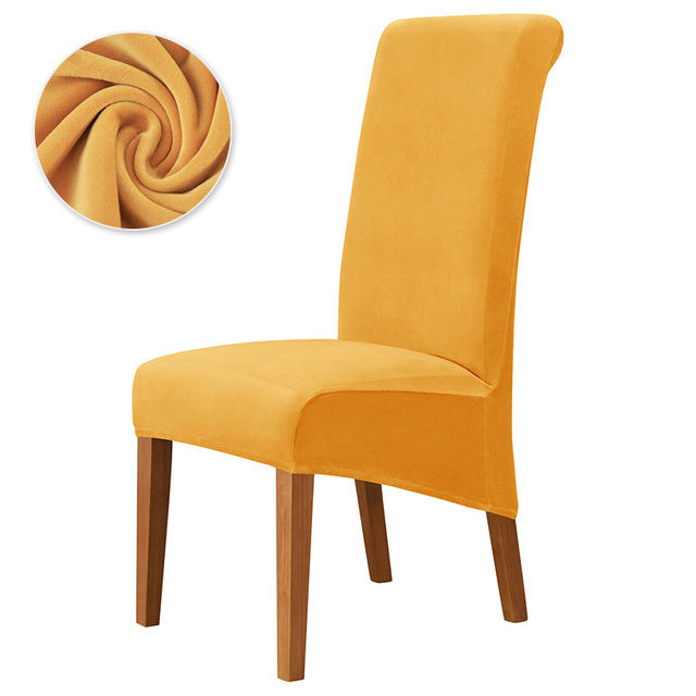 Welurowy pokrowiec na krzesło Musztardowy