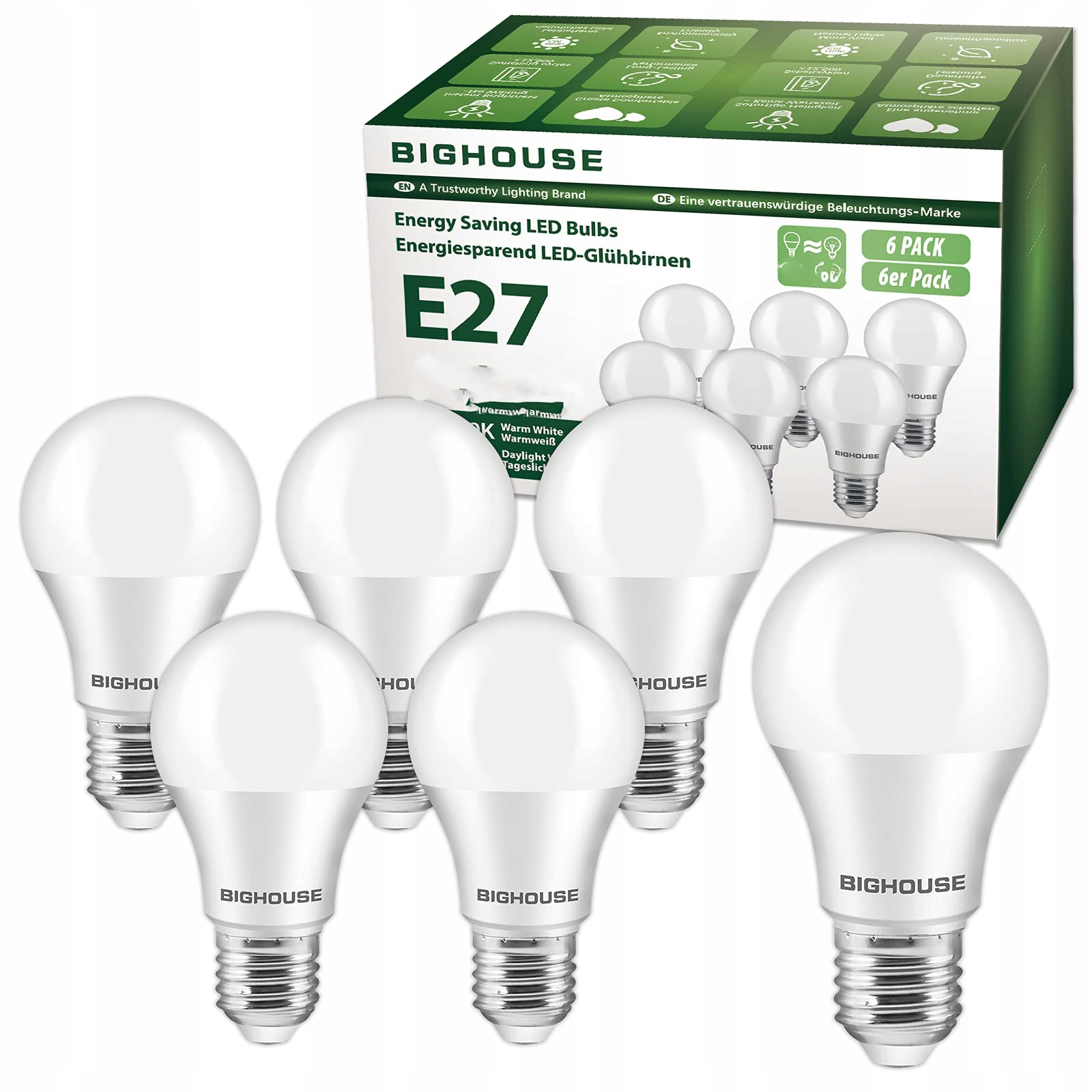 BIGHOUSE 6SZT ŻARÓWKA LED E27 400LM 5W 3000K