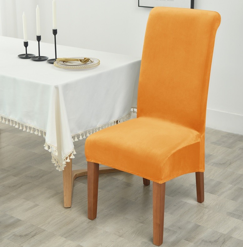 Welurowy pokrowiec na krzesło Musztardowy - obrazek 2