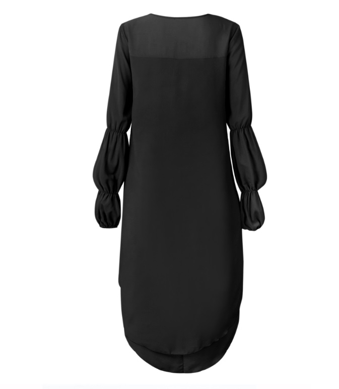 Damska asymetryczna bluza z bufiastymi rękawami - obrazek 2