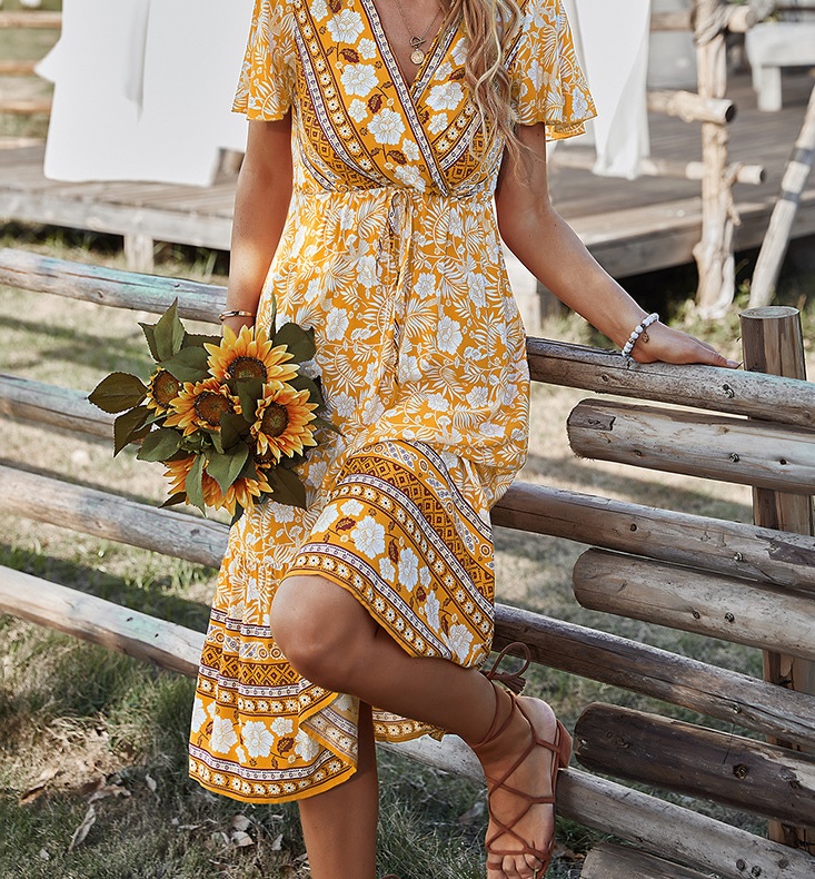 MAGICSHE Kwiatowa sukienka z falbanką - obrazek 3