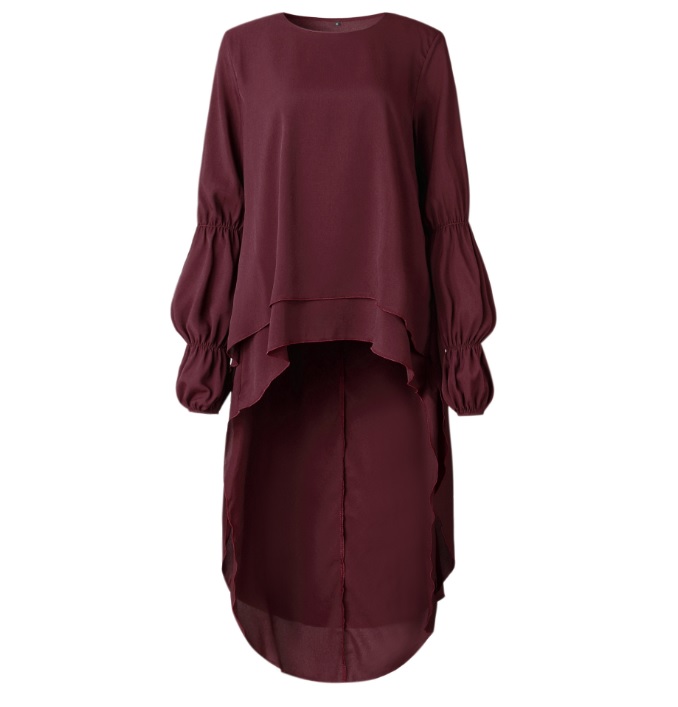 Damska asymetryczna bluza z bufiastymi rękawami