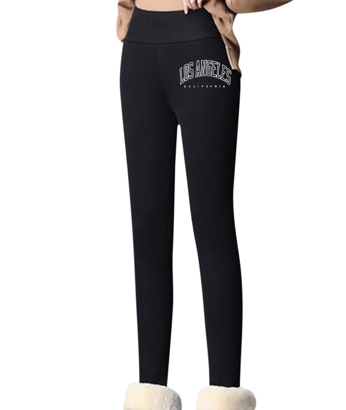 Damskie ocieplane spodnie zimowe z napisem CALIFORNIA - obrazek 2