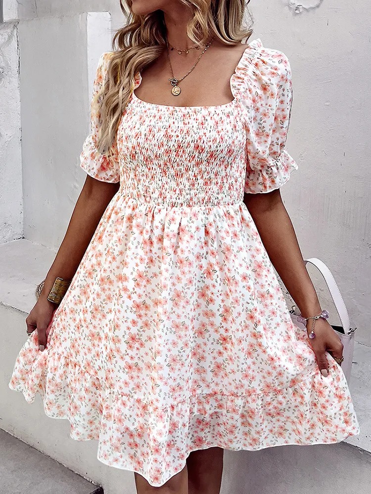 MAGICSHE Kwiatowa sukienka z falbanką - obrazek 4