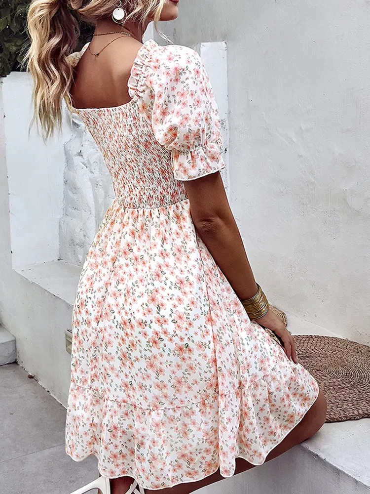 MAGICSHE Kwiatowa sukienka z falbanką - obrazek 2