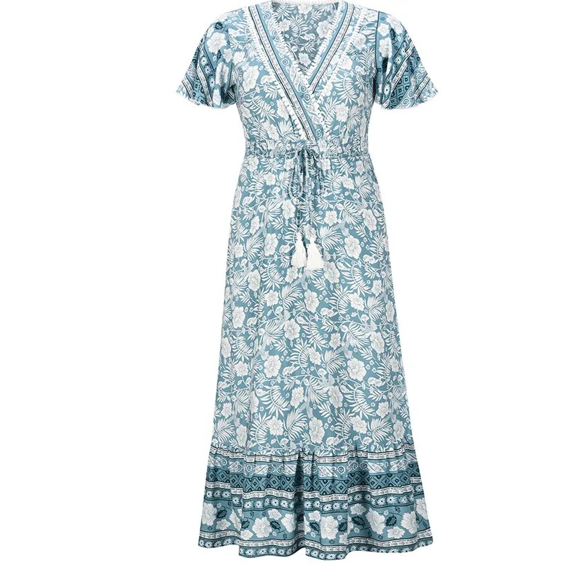 Kwiatowa sukienka z falbanką - obrazek 2