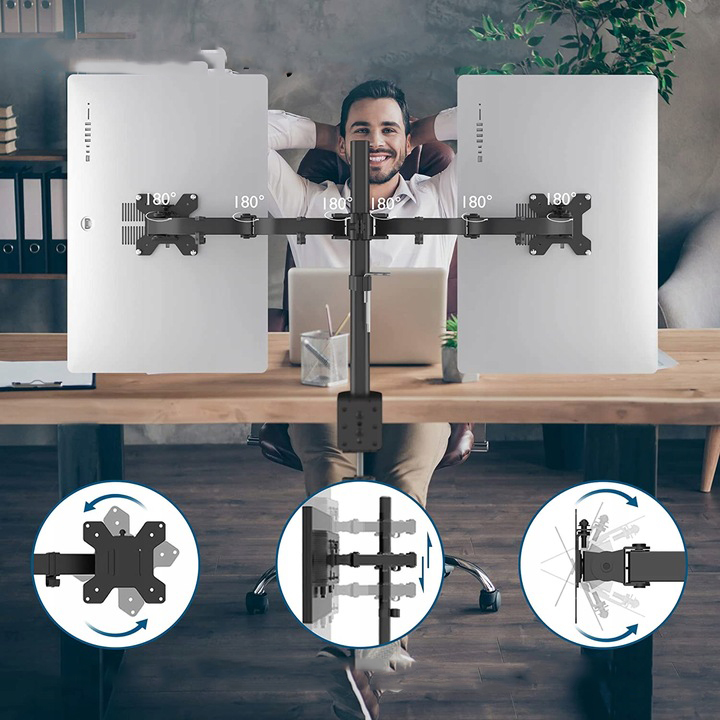 Obrotowy wspornik biurkowy na 2 monitory Bontec - obrazek 2