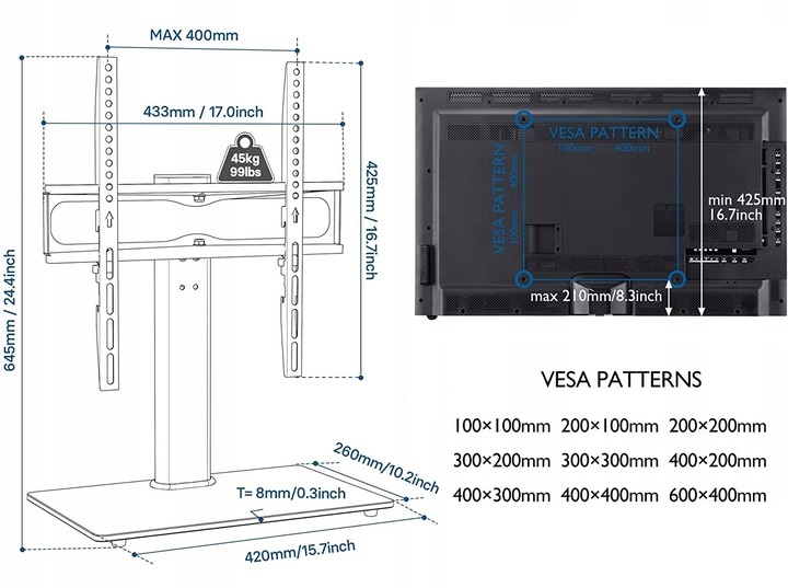BONTEC UCHWYT NA TELEWIZOR ST10-V04 26''-55" - obrazek 2