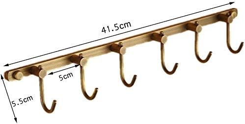 Wieszak ścienny antyczny mosiądz 6 haków - obrazek 3