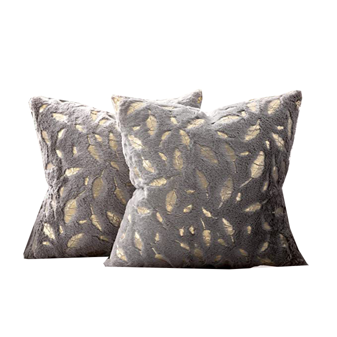 Dekoracyjna poszewka na poduszkę złote pióra 2szt 40x40 cm