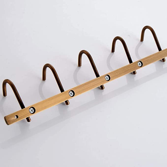 Wieszak ścienny antyczny mosiądz 6 haków - obrazek 4