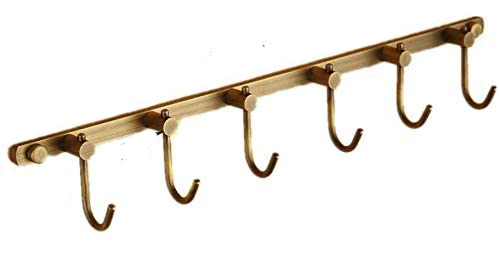 Wieszak ścienny antyczny mosiądz 6 haków