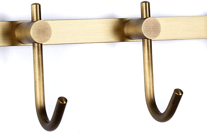Wieszak ścienny antyczny mosiądz 6 haków - obrazek 6