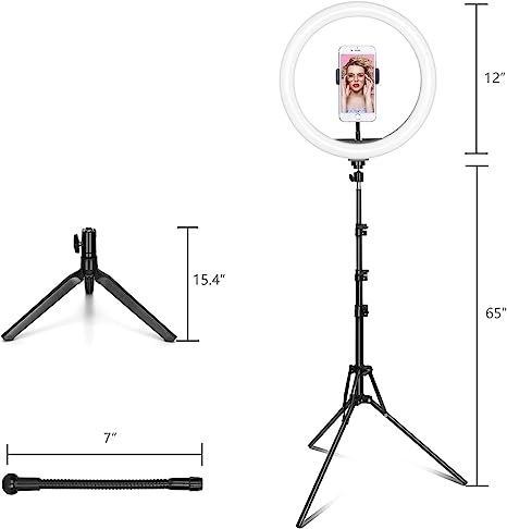 12-calowa Lampa OICU pierścieniowa LED do selfie ze statywem - obrazek 2