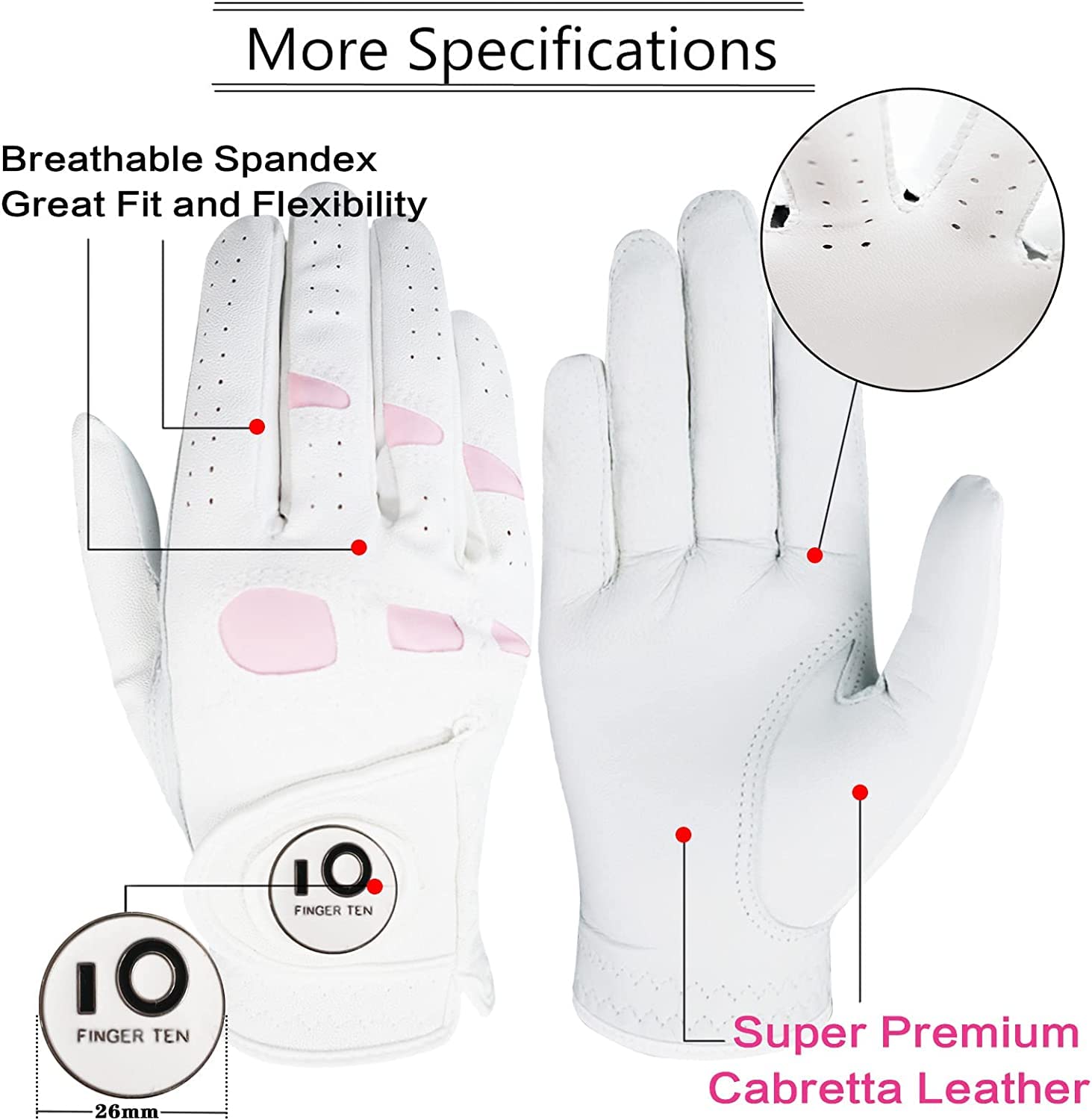 Finger Ten Damskia rękawiczka do gry w golfa prawa - obrazek 3