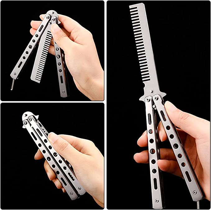 Grzebień motylkowy kieszonkowy ze stali nierdzewnej - obrazek 2