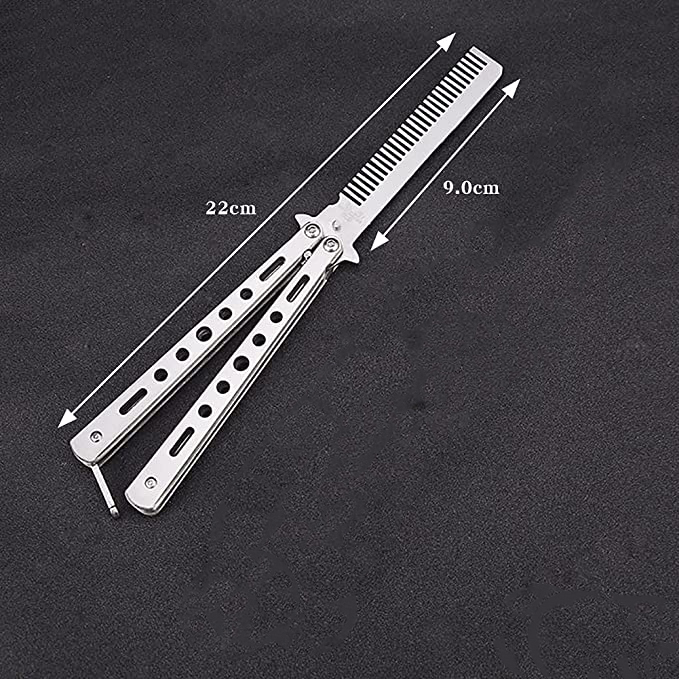 Grzebień motylkowy kieszonkowy ze stali nierdzewnej - obrazek 3