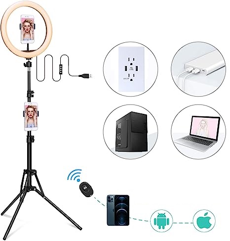 12-calowa Lampa OICU pierścieniowa LED do selfie ze statywem - obrazek 3