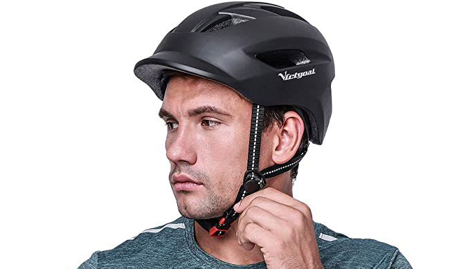 Victgoal Kask rowerowy z lampką LED Czarny - obrazek 2