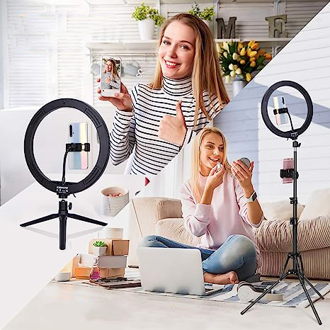 12-calowa Lampa OICU pierścieniowa LED do selfie ze statywem - obrazek 6