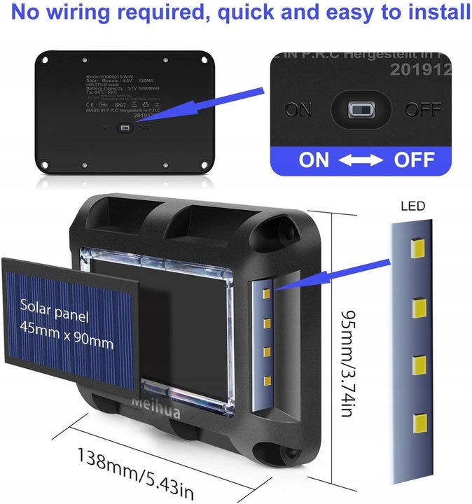 Oświetlenie lampa Solarne zewnętrzne ogrodowe 4szt - obrazek 5