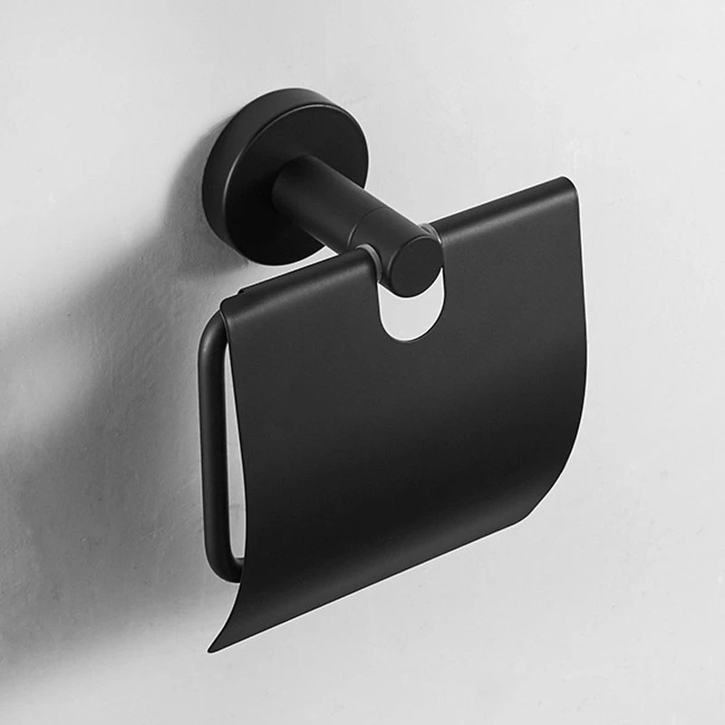 Uchwyt z klapą na papier toaletowy czarny mat - obrazek 3