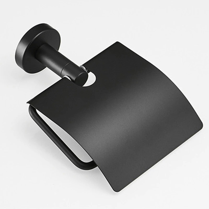 Uchwyt z klapą na papier toaletowy czarny mat - obrazek 4