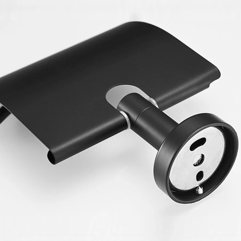 Uchwyt z klapą na papier toaletowy czarny mat - obrazek 2