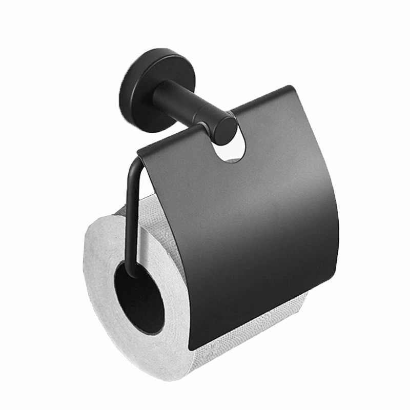Uchwyt z klapą na papier toaletowy czarny mat