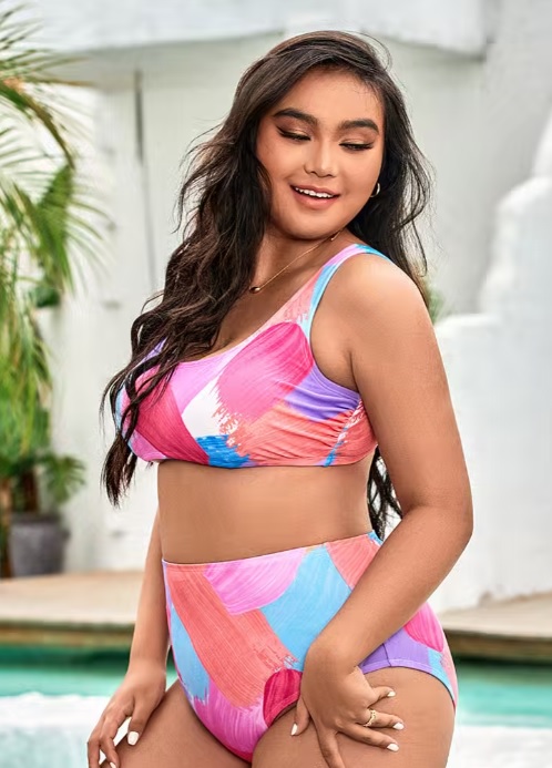 CUPSHE Dwuczęściowe bikini z nadrukiem Plus Size - obrazek 2