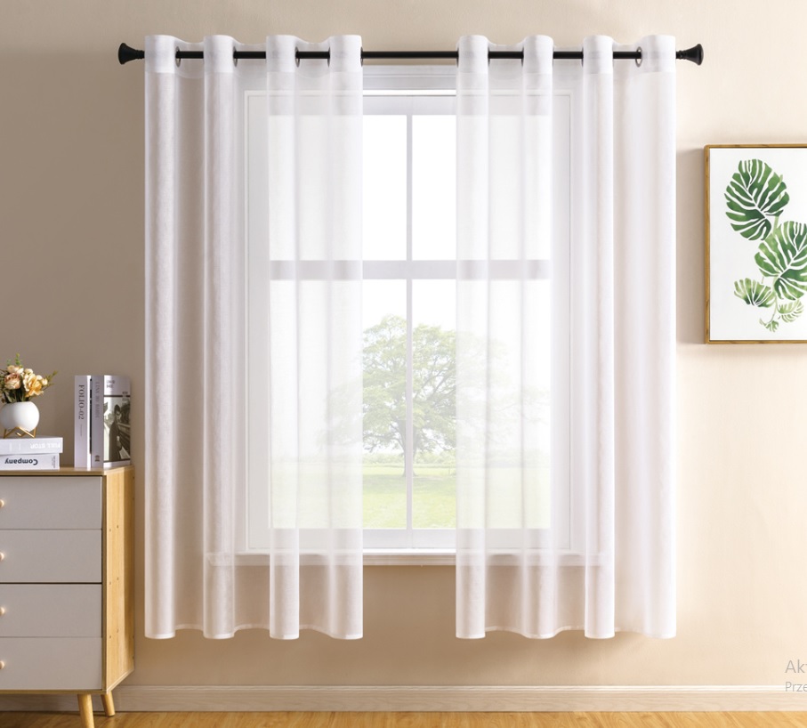 Nowoczesne białe zasłony na przelotkach 140x180cm - obrazek 2