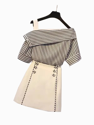 Damski letni komplet w paski