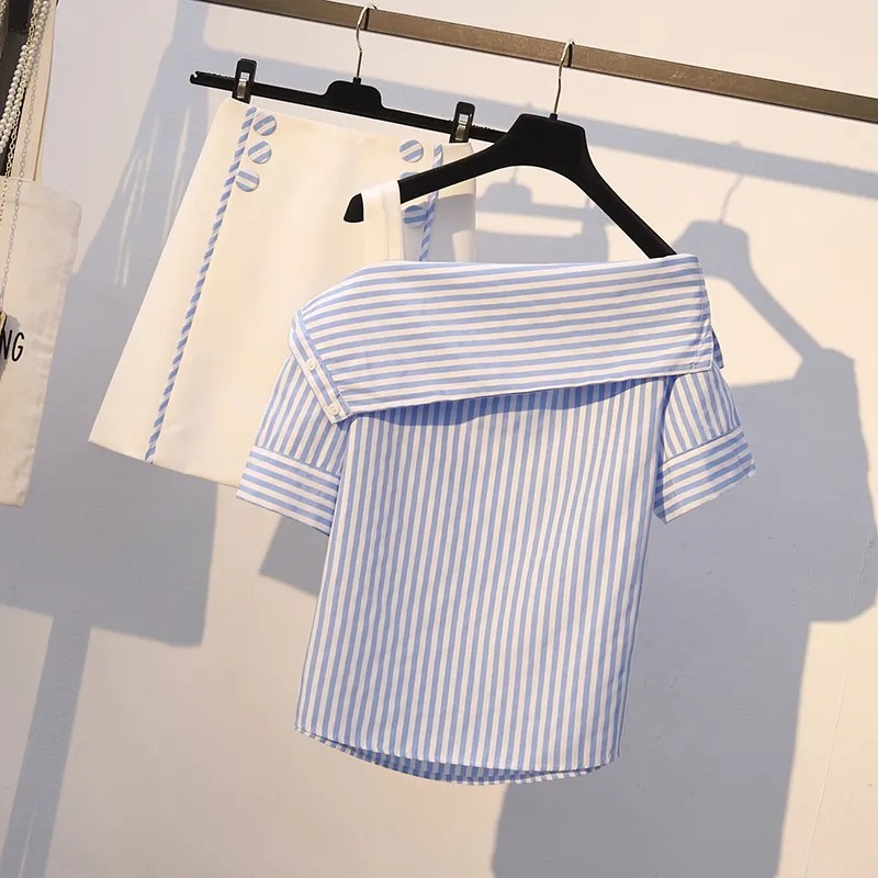 Damski letni komplet w paski - obrazek 3